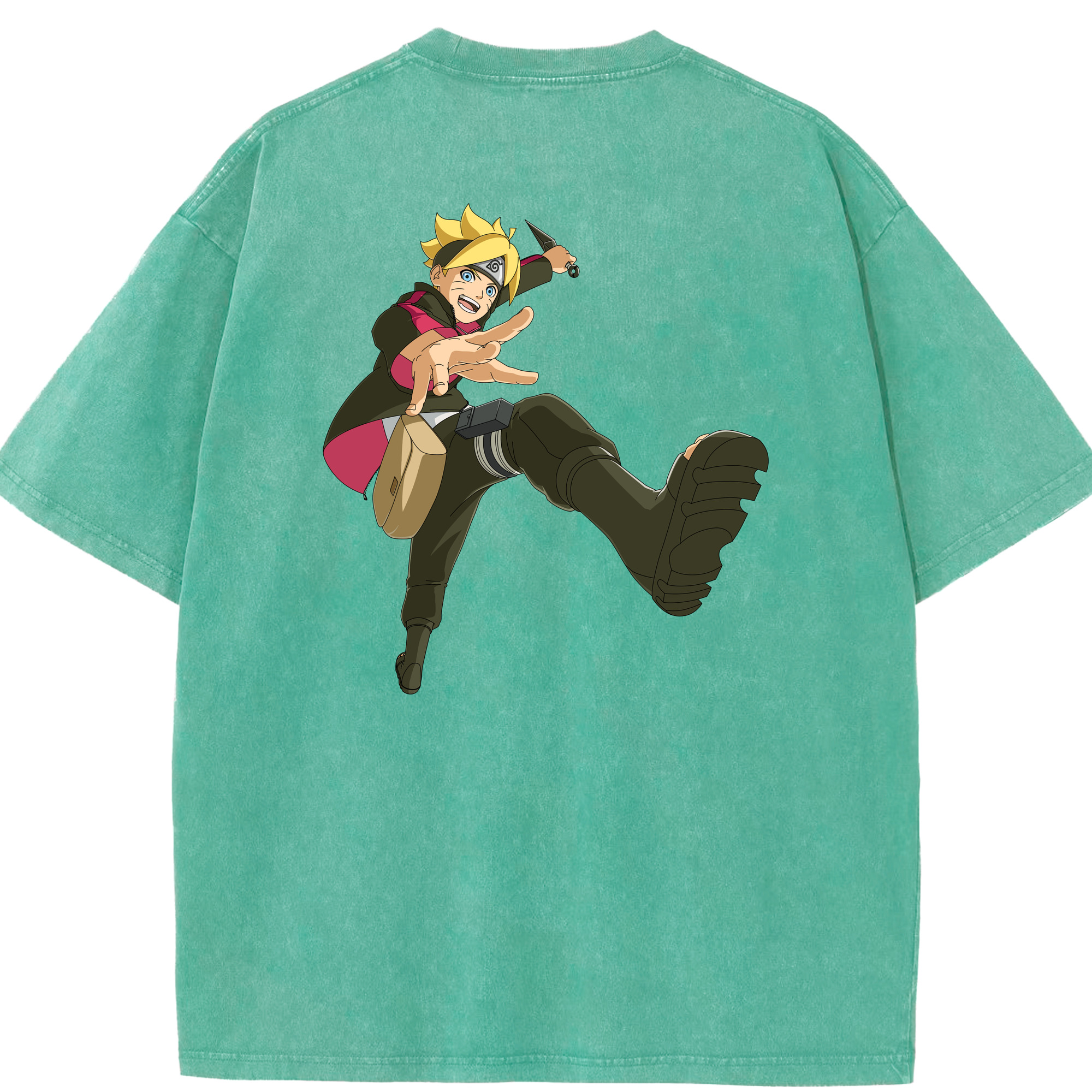 （画像用） NARUTO -ナルト- うずまき ボルト Uzumaki Boruto 綿100% ヴィンテージ風 半袖Tシャツ（背面プリント）